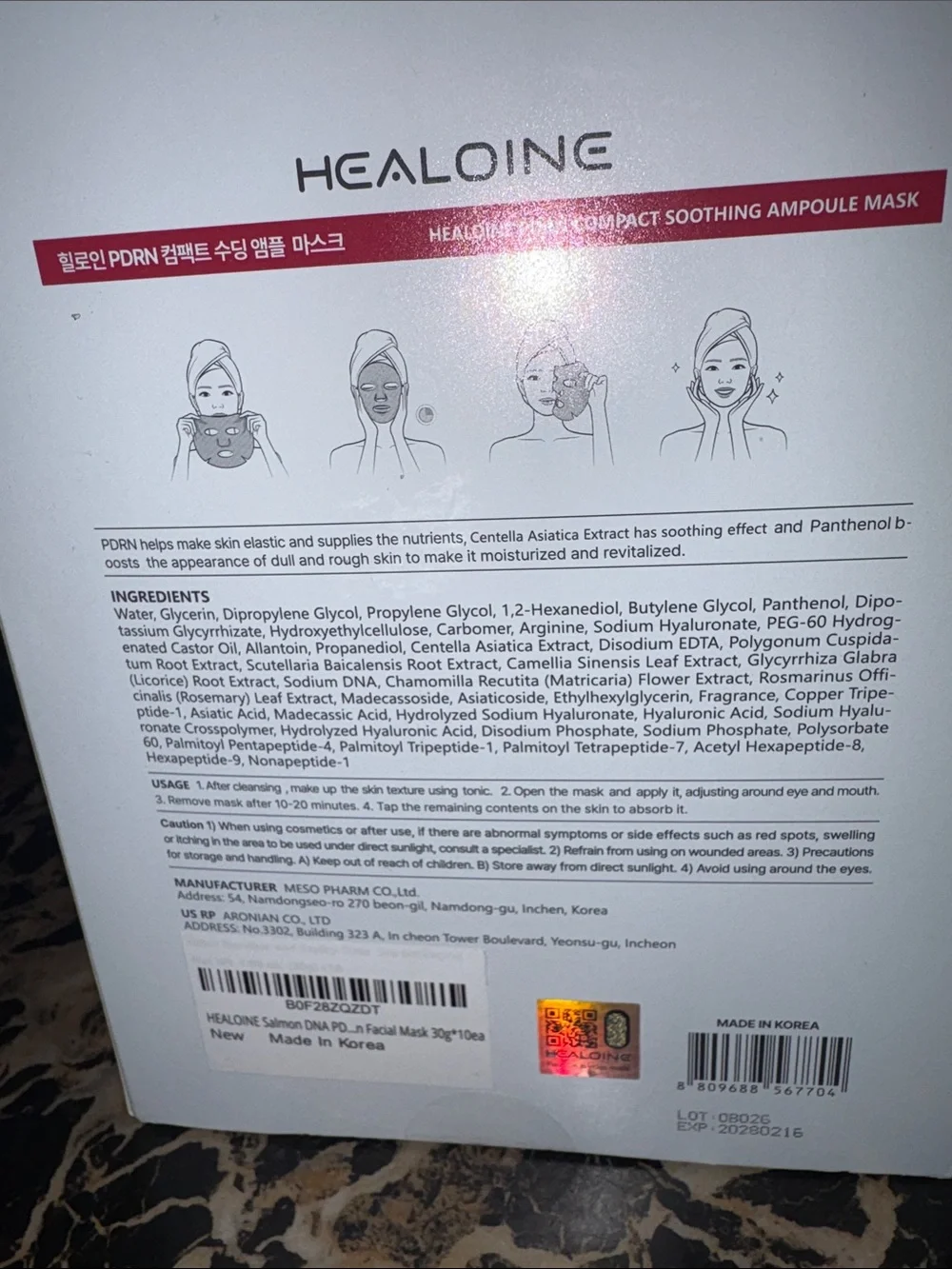 Healoine PDRN Compact Soothing Ampoule Mask - White 10 mask are in the set